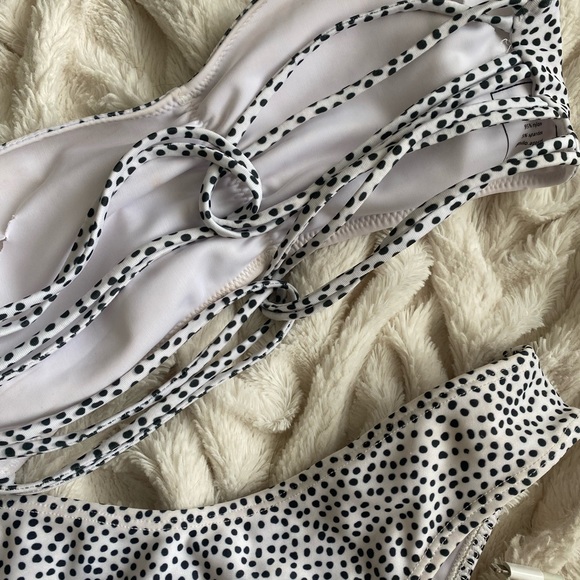 black & white polka dot strapless bikini - Picture 4 of 4